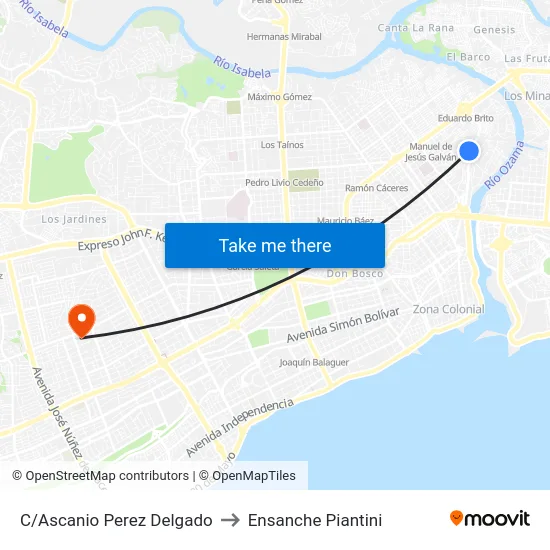 C/Ascanio Perez Delgado to Ensanche Piantini map