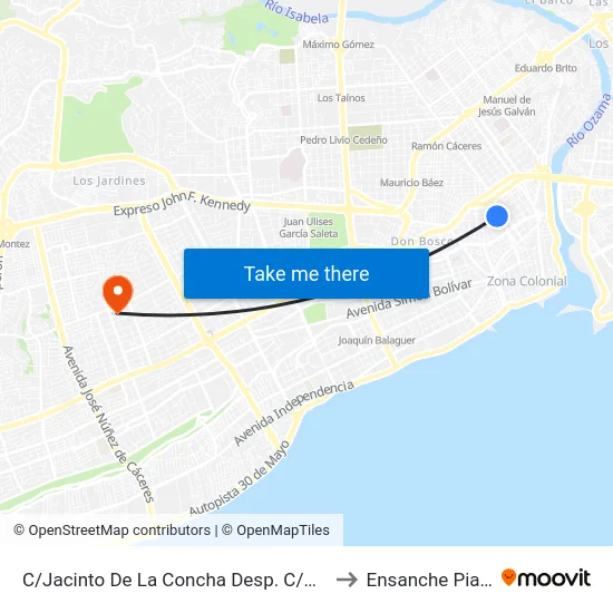 C/Jacinto De La Concha Desp. C/Barahona to Ensanche Piantini map