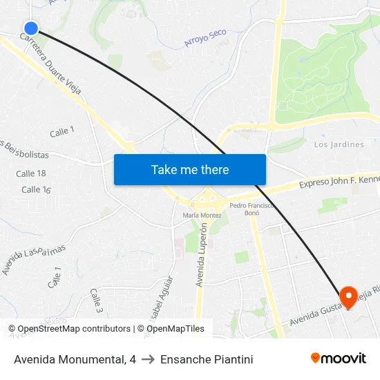 Avenida Monumental, 4 to Ensanche Piantini map
