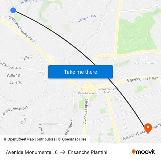 Avenida Monumental, 6 to Ensanche Piantini map