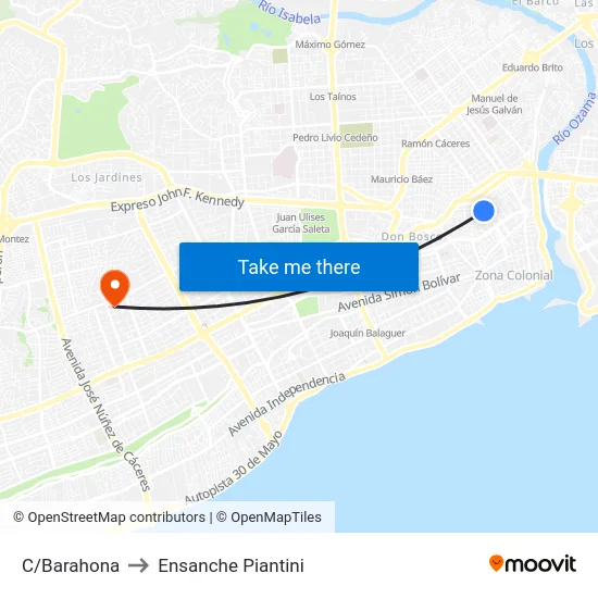 C/Barahona to Ensanche Piantini map