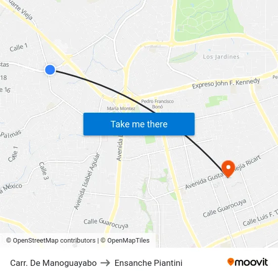 Carr. De Manoguayabo to Ensanche Piantini map