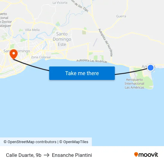 Calle Duarte, 9b to Ensanche Piantini map