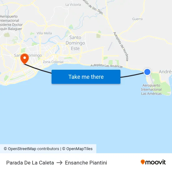Parada De La Caleta to Ensanche Piantini map