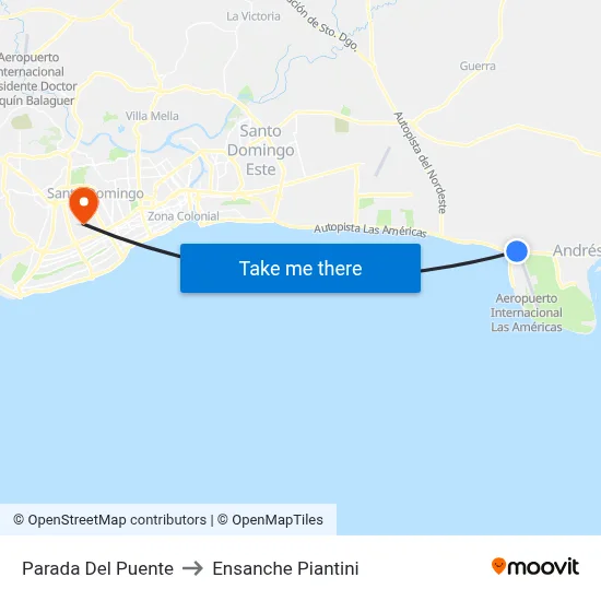 Parada Del Puente to Ensanche Piantini map