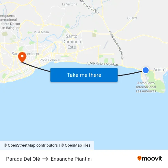 Parada Del Olé to Ensanche Piantini map