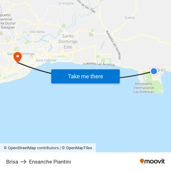 Brisa to Ensanche Piantini map