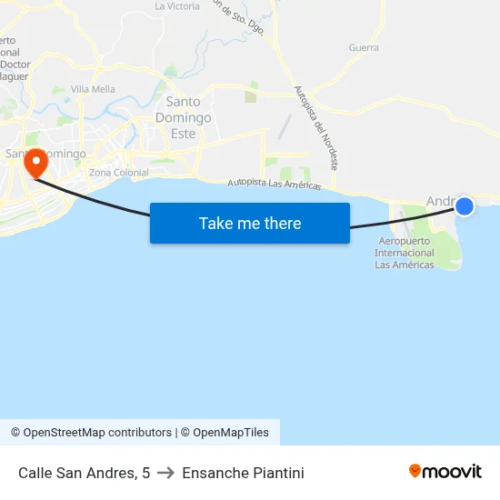 Calle San Andres, 5 to Ensanche Piantini map