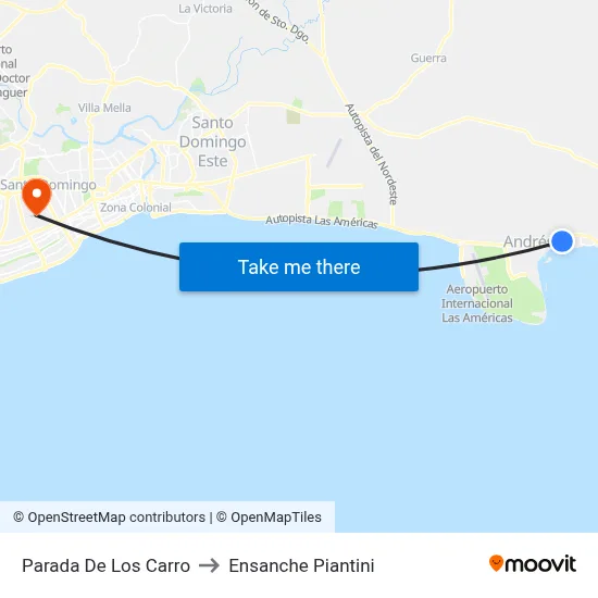 Parada De Los Carro to Ensanche Piantini map