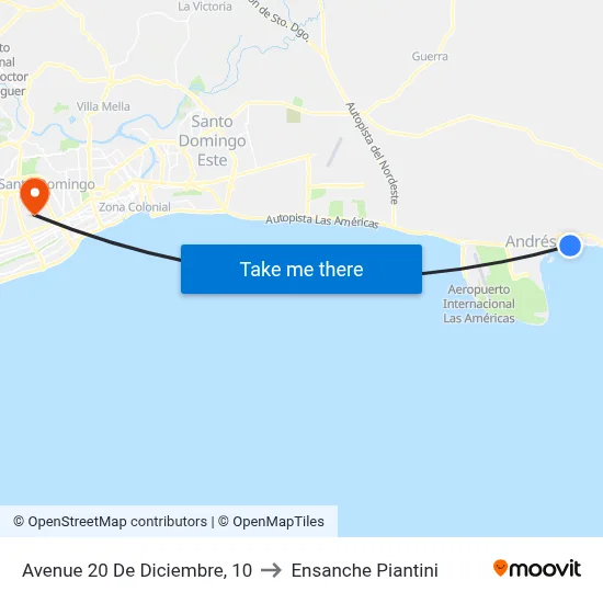 Avenue 20 De Diciembre, 10 to Ensanche Piantini map