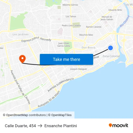 Calle Duarte, 454 to Ensanche Piantini map
