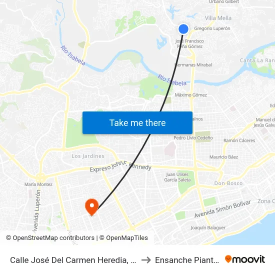 Calle José Del Carmen Heredia, 17 to Ensanche Piantini map
