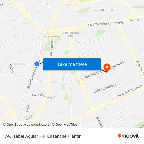 Av. Isabel Aguiar to Ensanche Piantini map