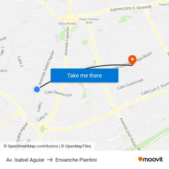 Av. Isabel Aguiar to Ensanche Piantini map