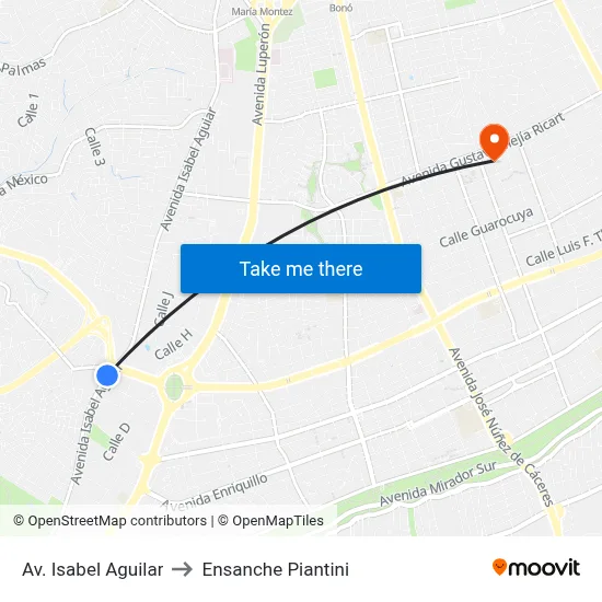 Av. Isabel Aguilar to Ensanche Piantini map