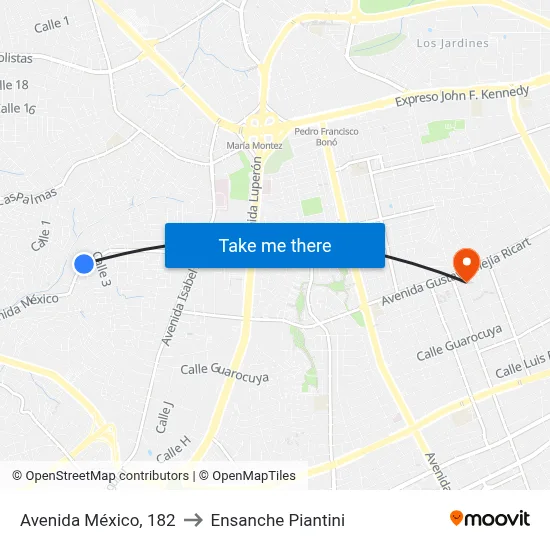 Avenida México, 182 to Ensanche Piantini map