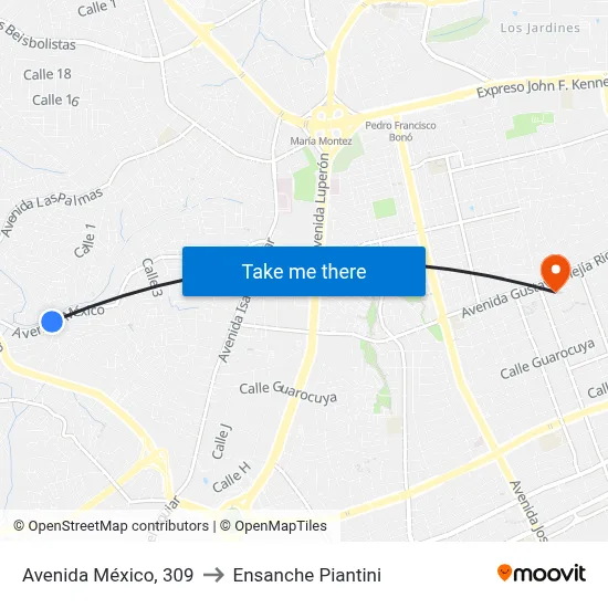 Avenida México, 309 to Ensanche Piantini map
