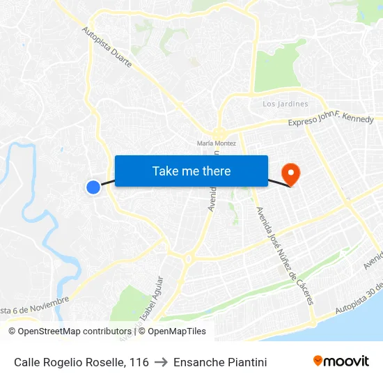 Calle Rogelio Roselle, 116 to Ensanche Piantini map