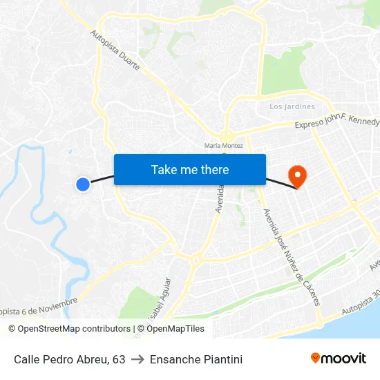 Calle Pedro Abreu, 63 to Ensanche Piantini map