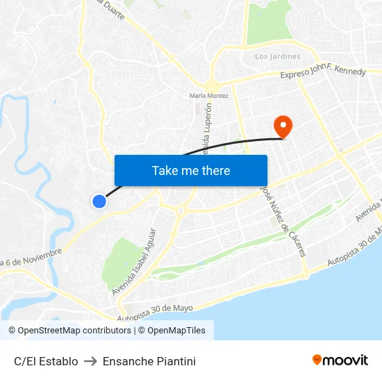 C/El Establo to Ensanche Piantini map