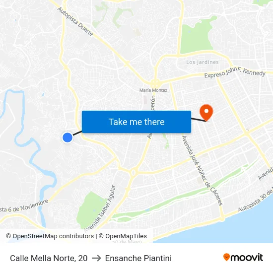 Calle Mella Norte, 20 to Ensanche Piantini map