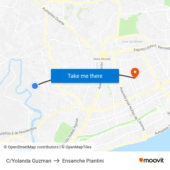 C/Yolanda Guzman to Ensanche Piantini map