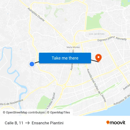 Calle B, 11 to Ensanche Piantini map