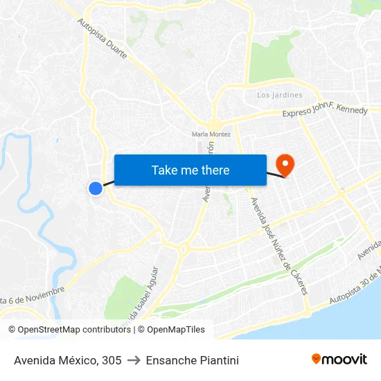 Avenida México, 305 to Ensanche Piantini map
