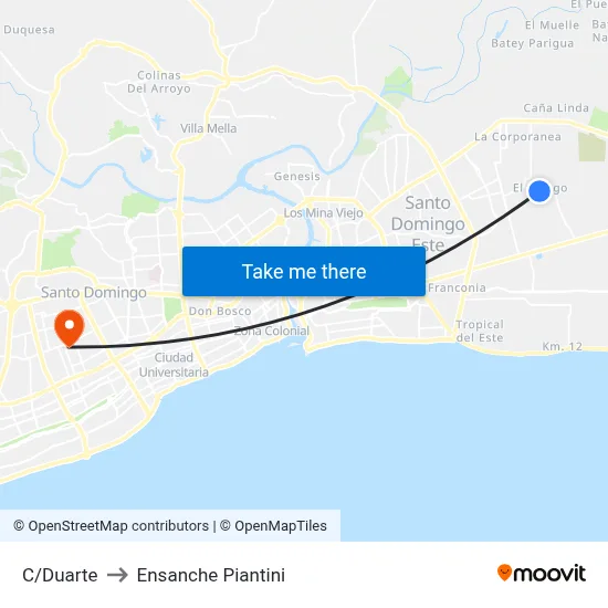 C/Duarte to Ensanche Piantini map