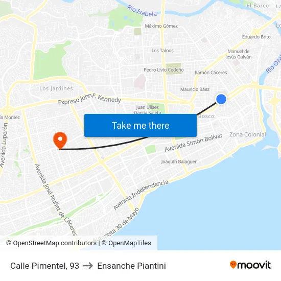 Calle Pimentel, 93 to Ensanche Piantini map