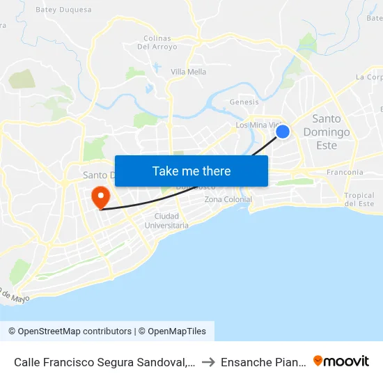 Calle Francisco Segura Sandoval, 143 to Ensanche Piantini map