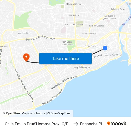 Calle Emilio Prud'Homme Prox. C/Padre Miguel to Ensanche Piantini map