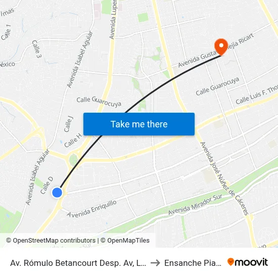 Av. Rómulo Betancourt Desp. Av, Luperón to Ensanche Piantini map