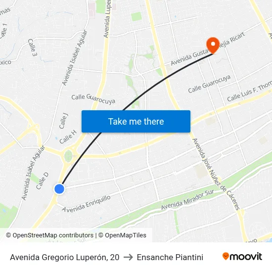 Avenida Gregorio Luperón, 20 to Ensanche Piantini map