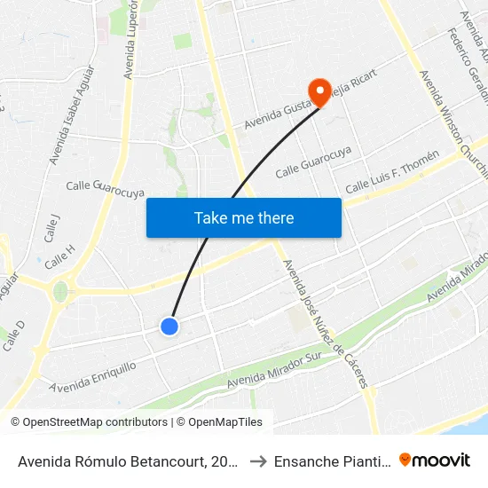 Avenida Rómulo Betancourt, 2068 to Ensanche Piantini map
