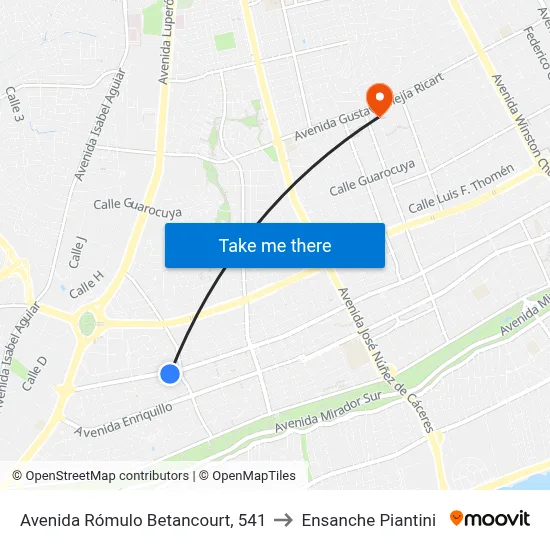 Avenida Rómulo Betancourt, 541 to Ensanche Piantini map