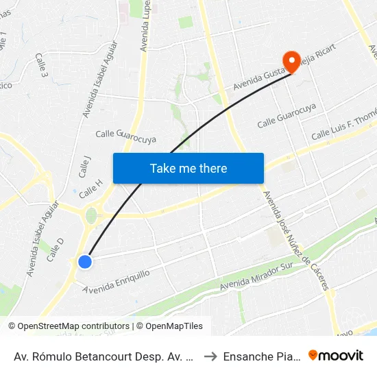 Av. Rómulo Betancourt Desp. Av. Luperón to Ensanche Piantini map