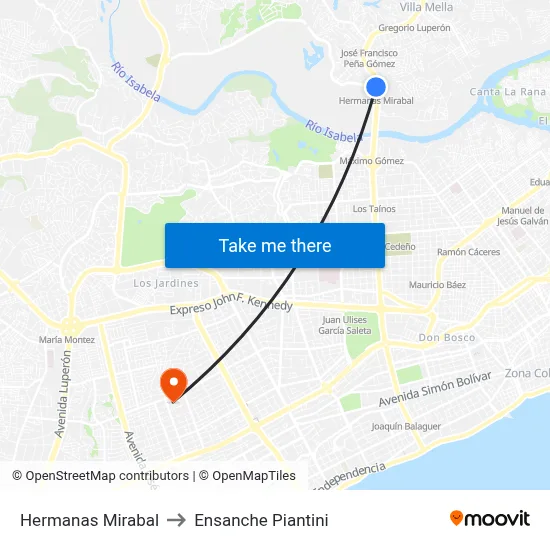 Hermanas Mirabal to Ensanche Piantini map