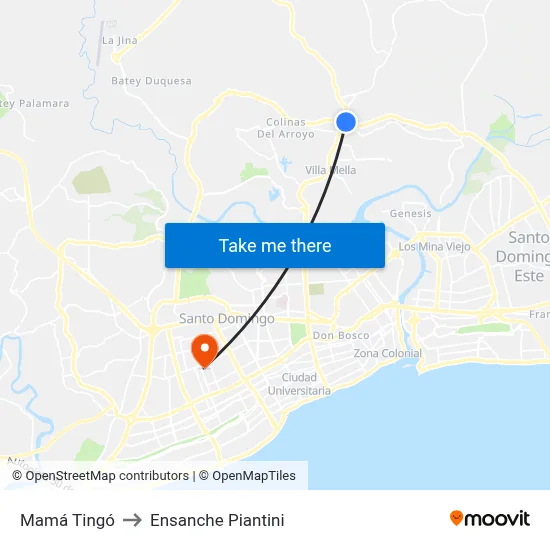 Mamá Tingó to Ensanche Piantini map