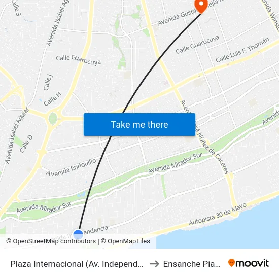Plaza Internacional (Av. Independencia) to Ensanche Piantini map