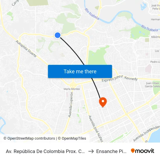 Av. República De Colombia Prox. C/Principal to Ensanche Piantini map