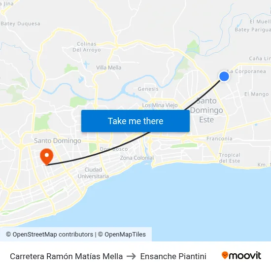 Carretera Ramón Matías Mella to Ensanche Piantini map