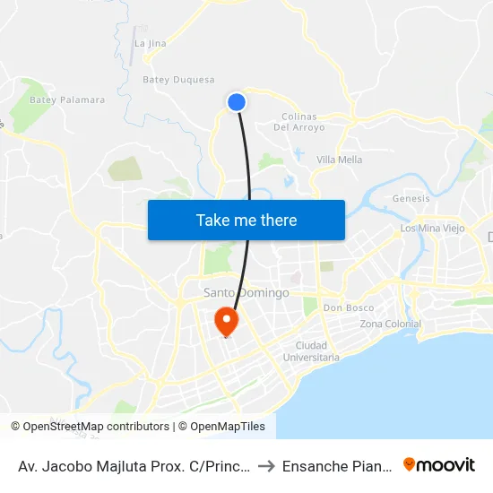 Av. Jacobo Majluta Prox. C/Principal to Ensanche Piantini map