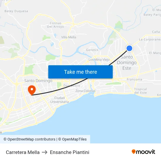 Carretera Mella to Ensanche Piantini map