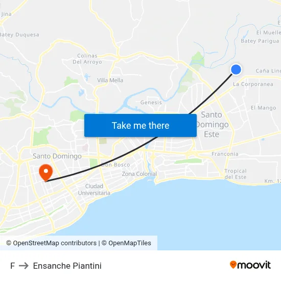 F to Ensanche Piantini map