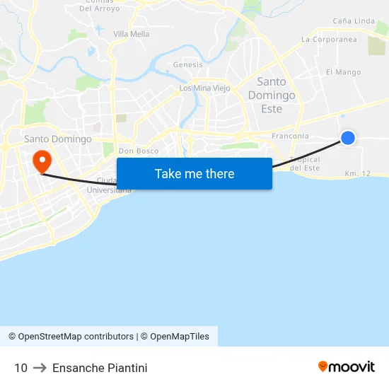 10 to Ensanche Piantini map