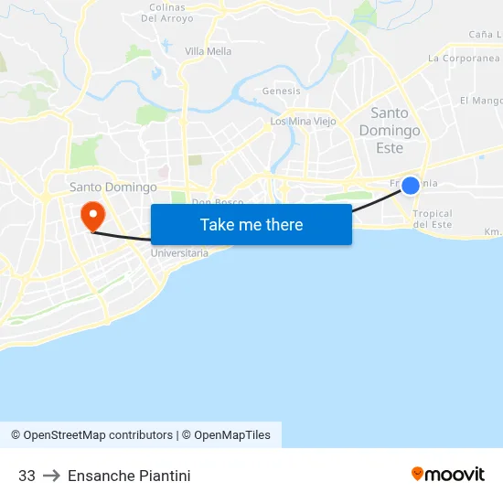 33 to Ensanche Piantini map