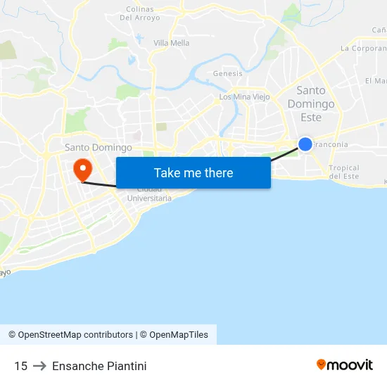 15 to Ensanche Piantini map