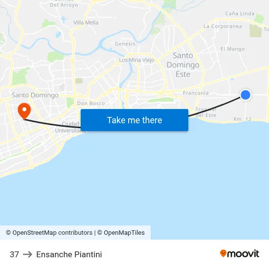 37 to Ensanche Piantini map