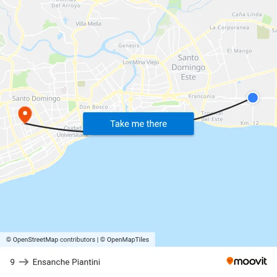 9 to Ensanche Piantini map